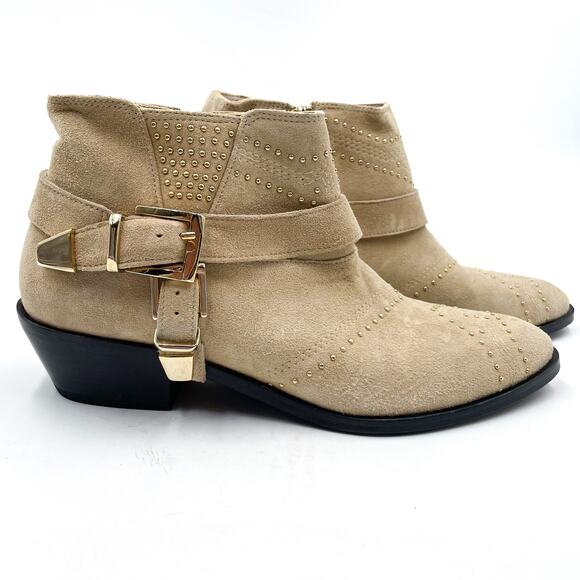 Anine Bing Bianca Bootie Beige Suede Gold Studded Harness Sz 36 / 6 US - Picture 1 of 11